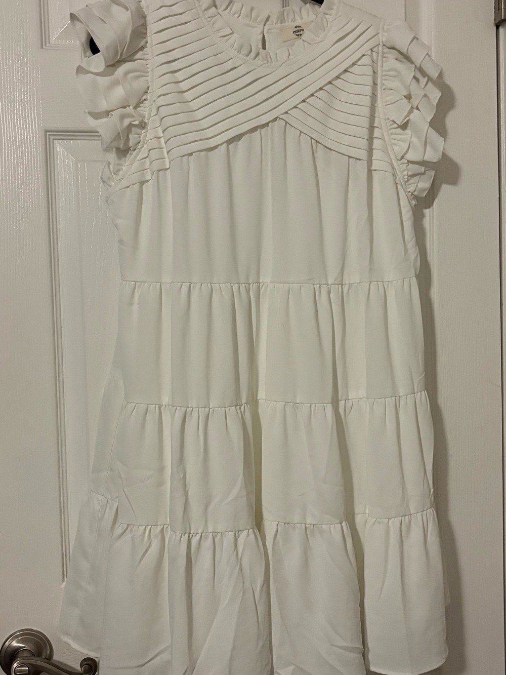 entro White Tiered Ruffle Skater dress
